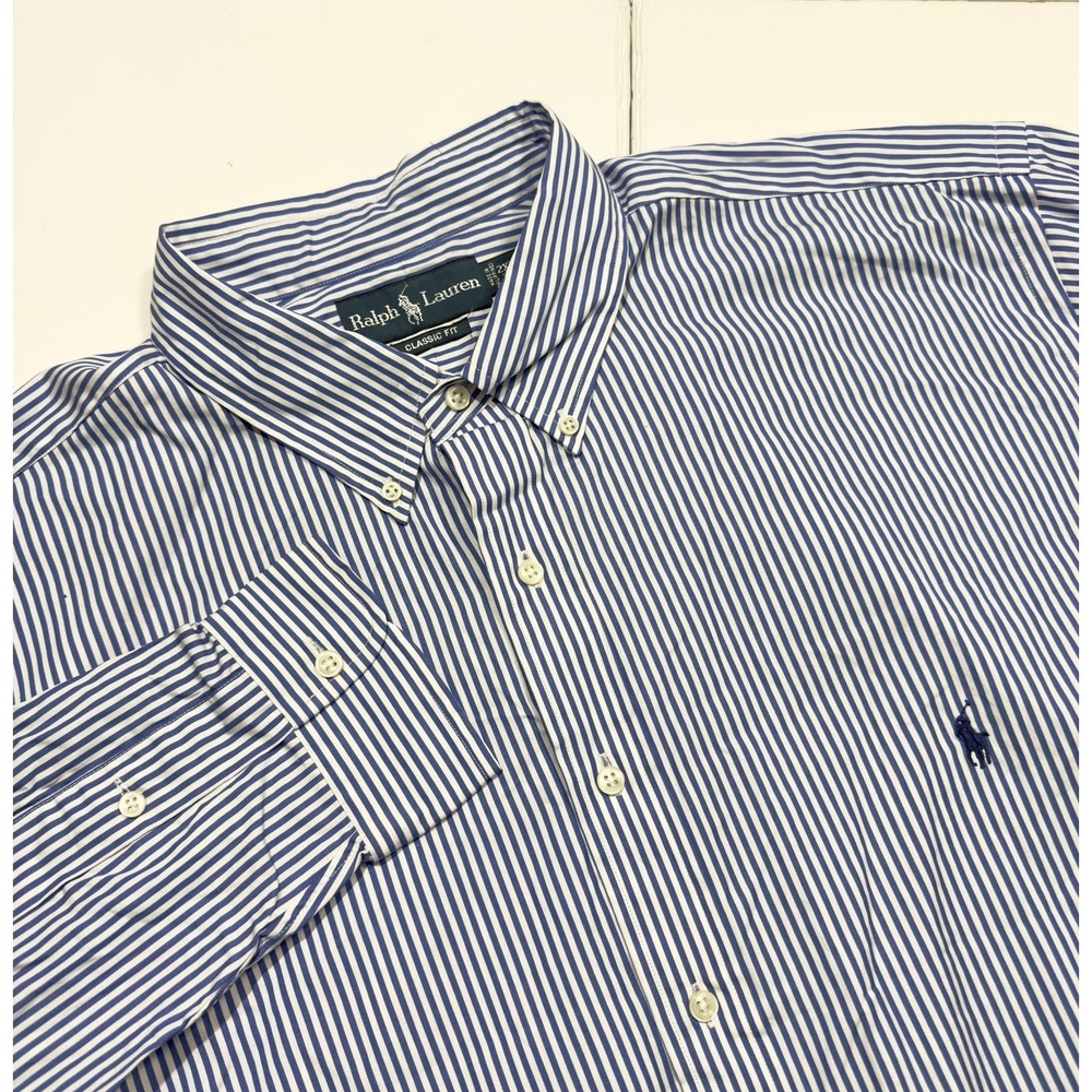 NWT Polo Ralph Lauren Men Classic Button Down Oxford Poplin Shirt Pinstripe 2XLT - Picture 2 of 12
